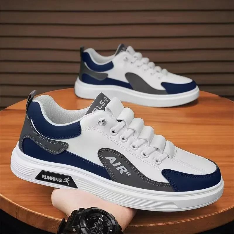 Men Leather Low Top Casual Sneakers Trendy Running Style