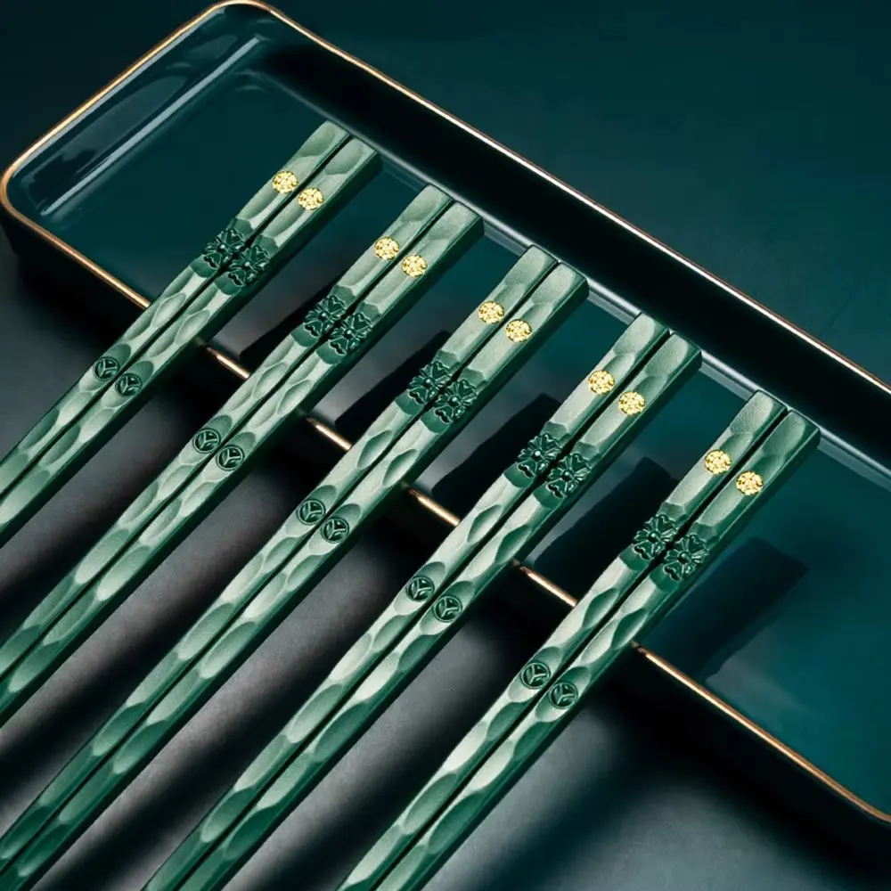 Food Grade Bamboo Shape Reusable Chinese Chopsticks Alloy Sushi Sticks Non Slip Dishwasher Safe