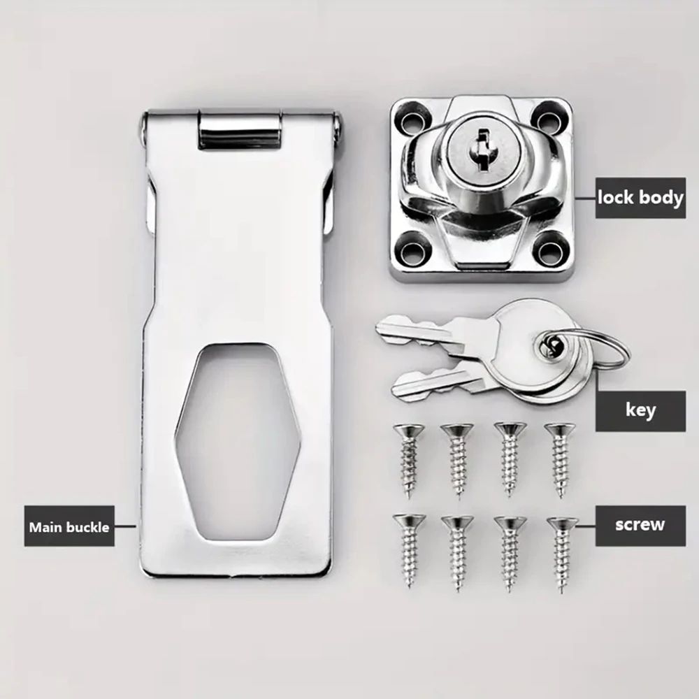 SecureGuard Heavy-Duty Locking Hasp With Keyed Padlock – Cabinet, Shed & Garage Security System