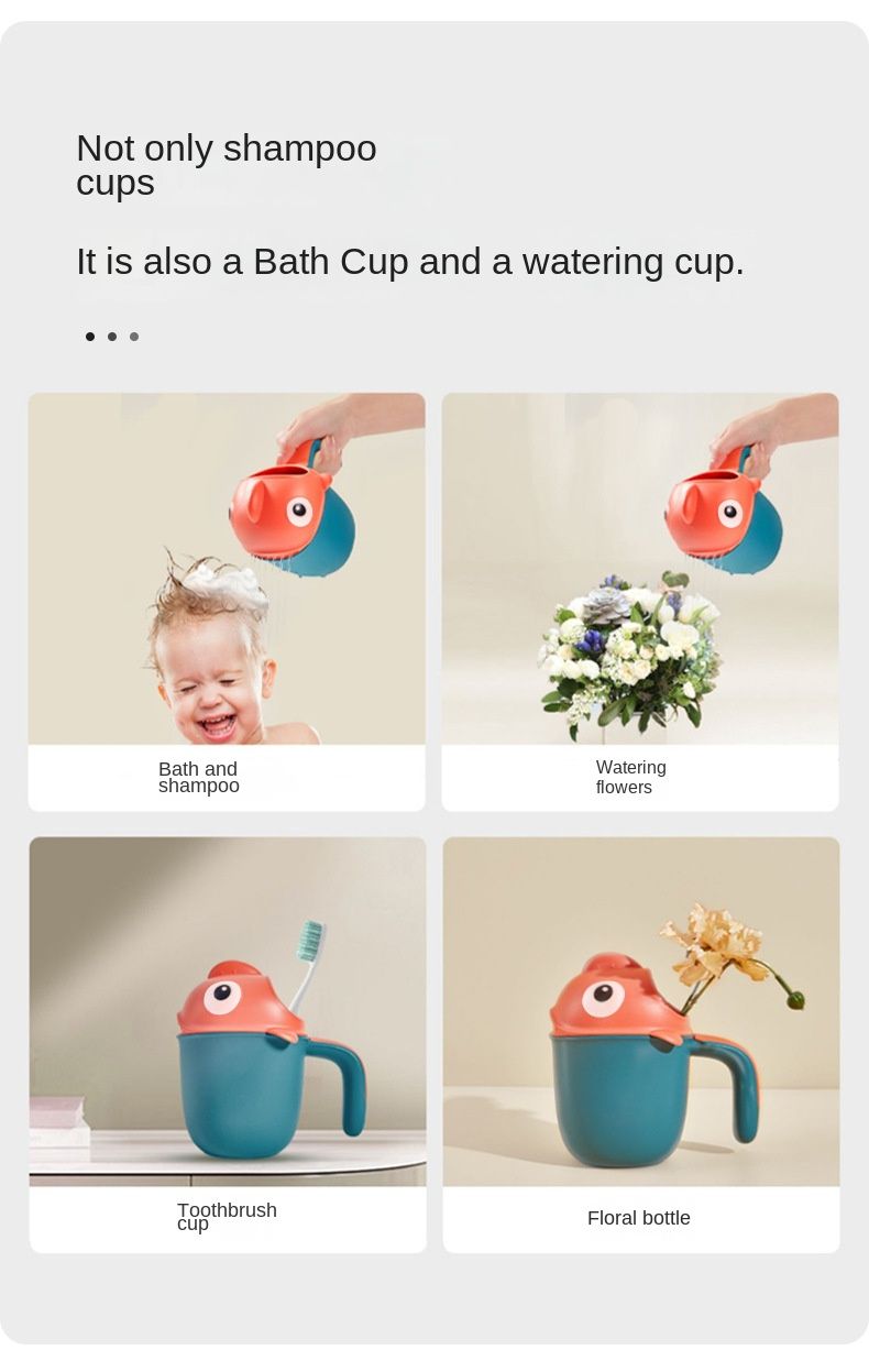 Baby Bath Rinse Cup Cute Shark Shower Water Scoop