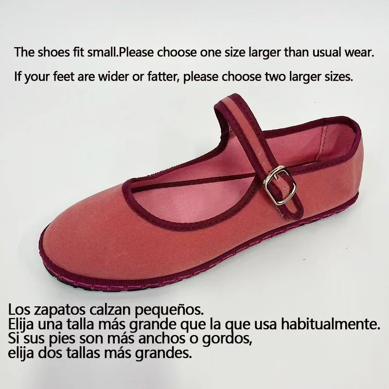 Women Velvet Mary Jane Shoes Hand Stitch Solid Red Flats, Casual Streetwear Cloth Ballet Pumps Loafers