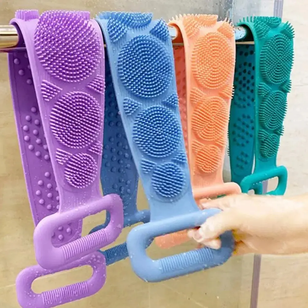 Extended Skin Clean Brushes, Body Sponge Silicone Back Brushes, Rubbing Back Peeling Massage Shower Belt