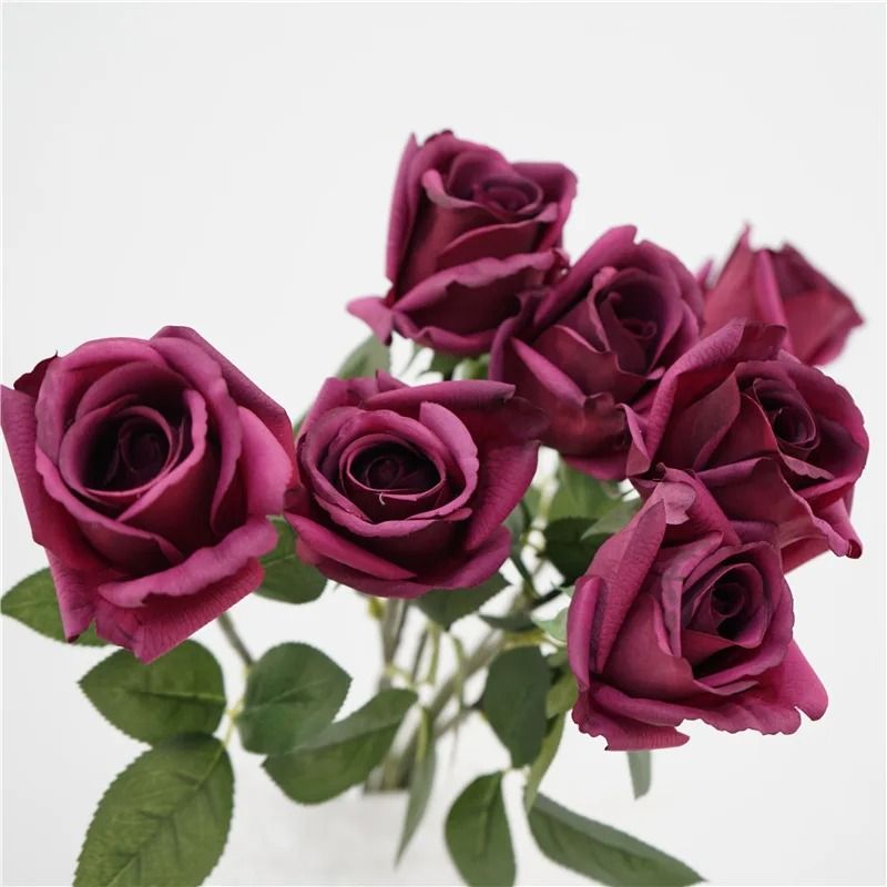 Artificial Latex Ellie Rose Branches Real Touch Fake White Roses