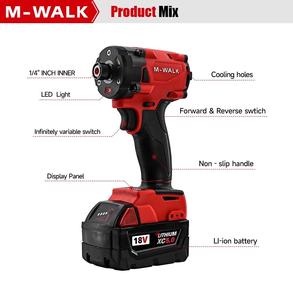 M-WALK 300N.m High-Power Brushless Impact Driver 18V