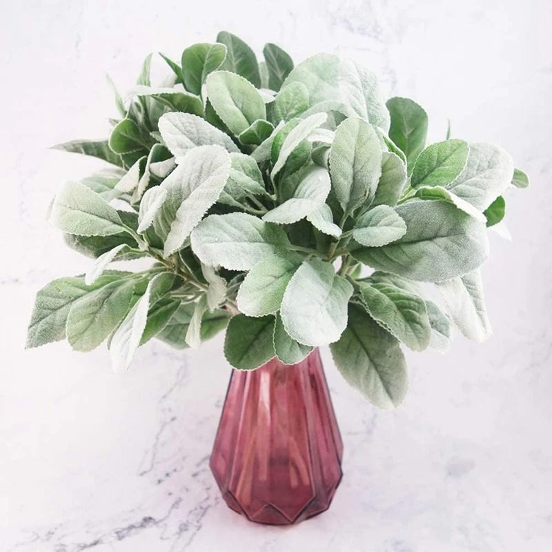 Artificial Lambs Ear Stems Faux Greenery Branches for Wedding Bouquet and DIY Floral Arrangement