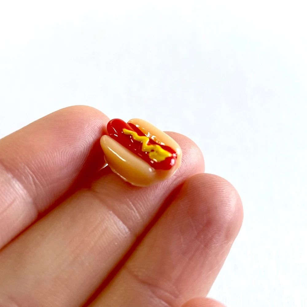 Mini Resin Hot Dog Set for Dollhouse Food Miniatures and DIY Craft Decor