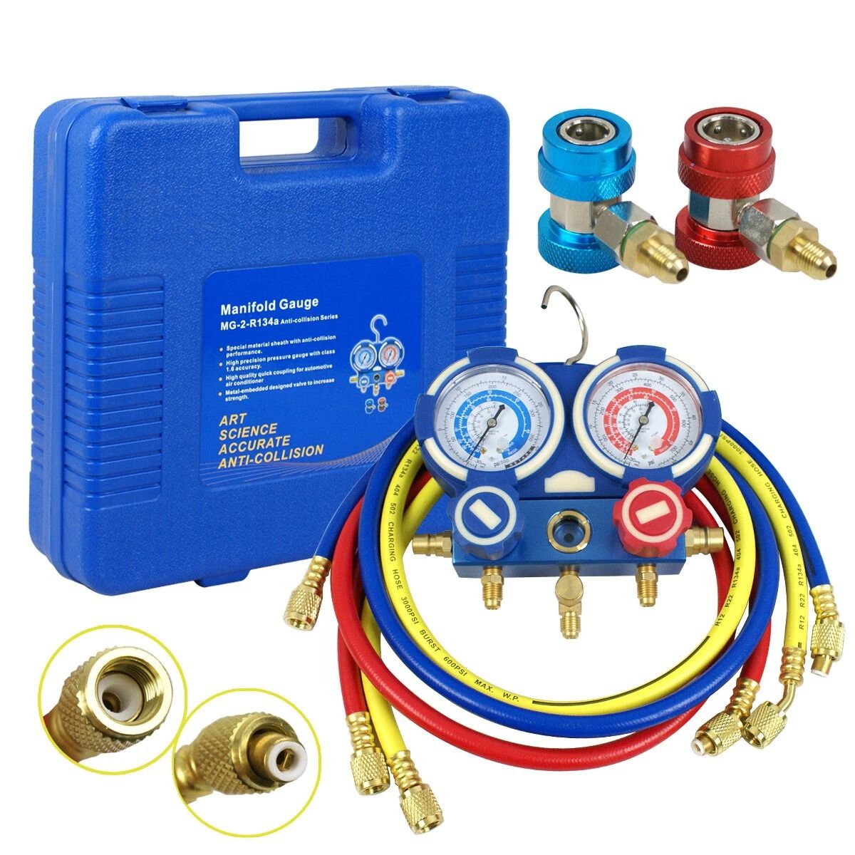 Air Vacuum Pump A/C Manifold Gauge Set Single Stage Rotary Vane for Auto Repair & Maintenance