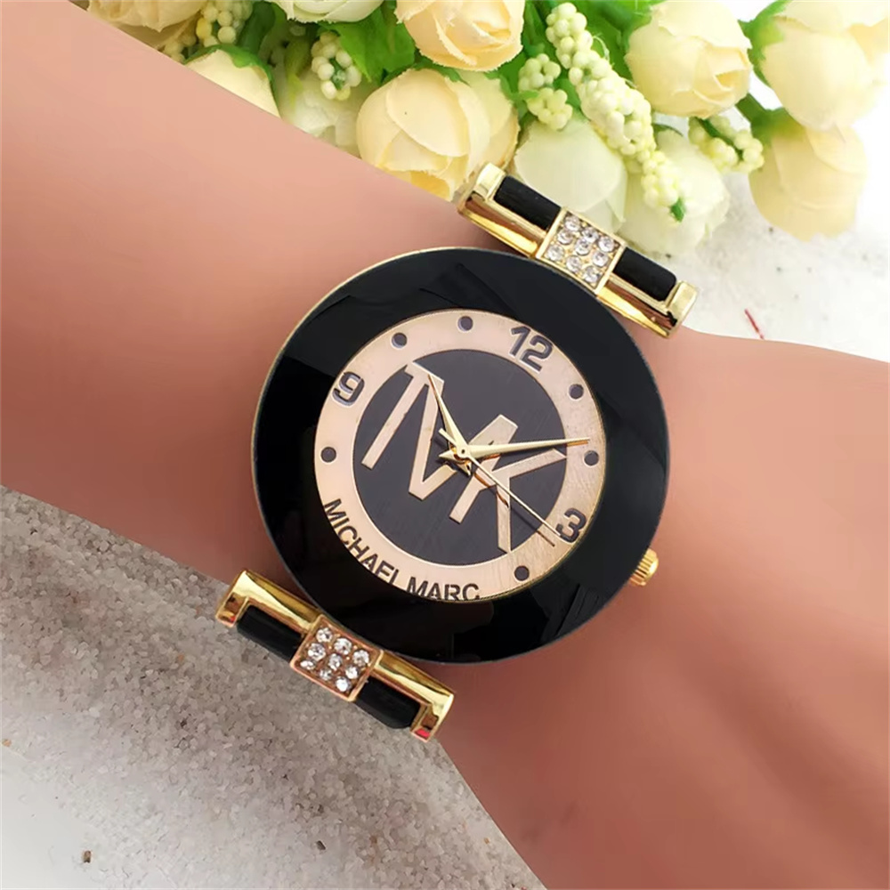 Womens Rhinestone Quartz Watch with Silicone Strap