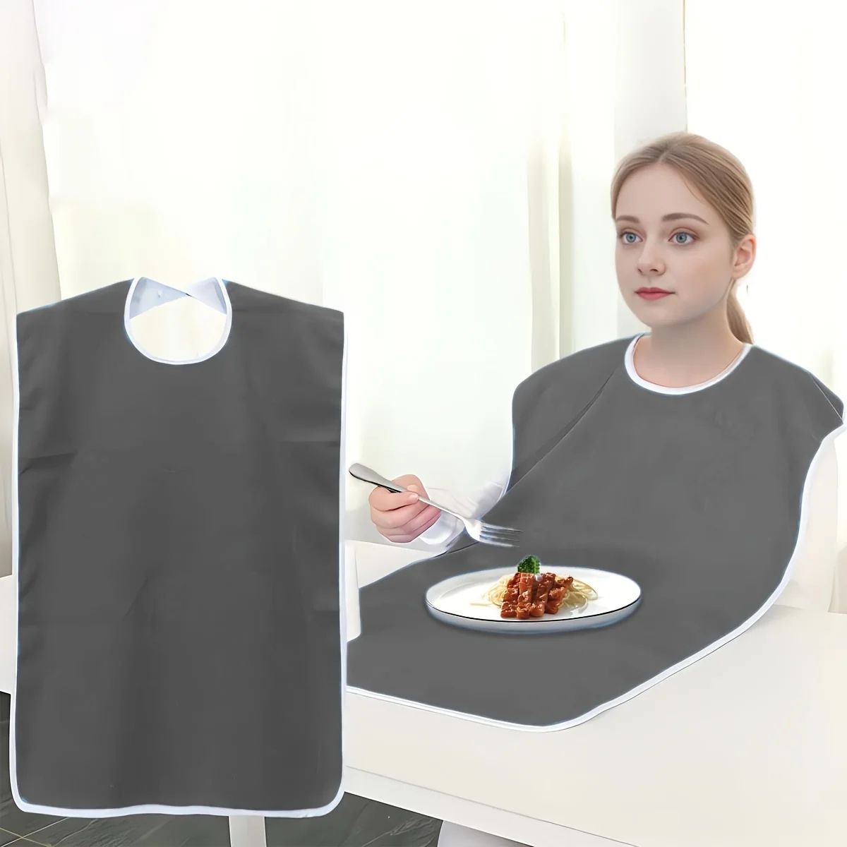 Adult Bibs for Elderly & Adults – Adjustable, Machine Washable Eating Protectors with Towel Wipe