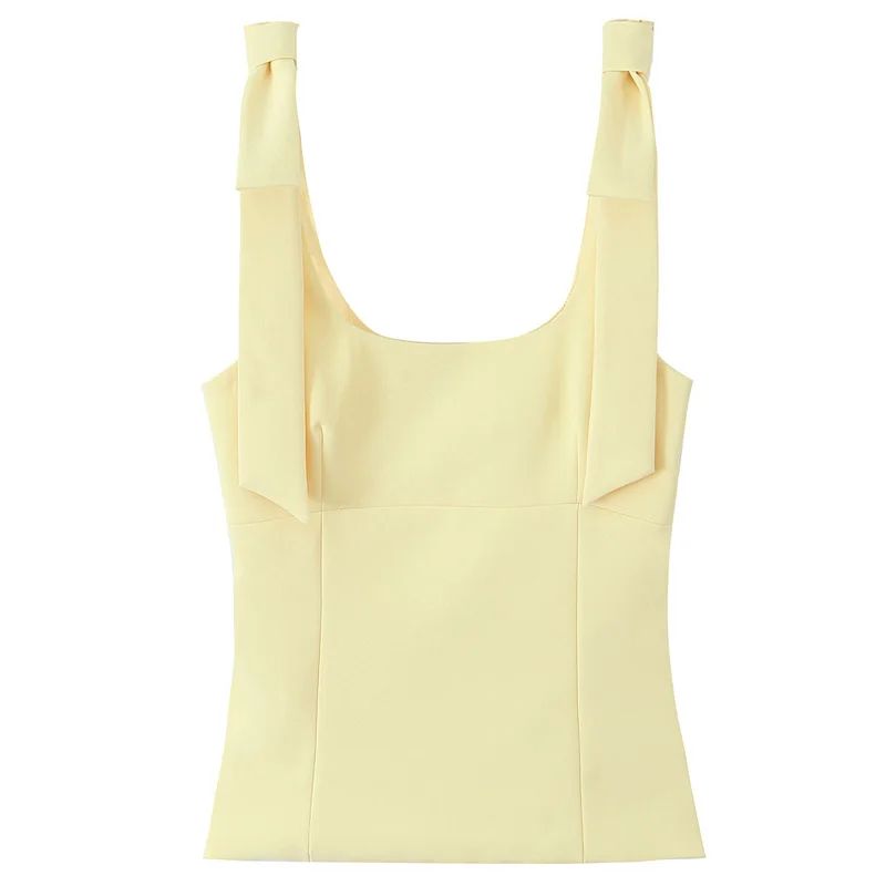 HXAO Butterfly Bow Off-Shoulder Crop Top – Cute Backless Summer Slip Cami