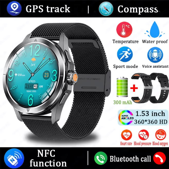 S4 Ultra GPS Smart Watch with AMOLED Display and Bluetooth Calling