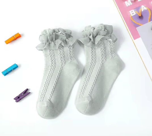 Sweet Lace Ruffle Baby Girls Socks Cotton Crew Dress Style