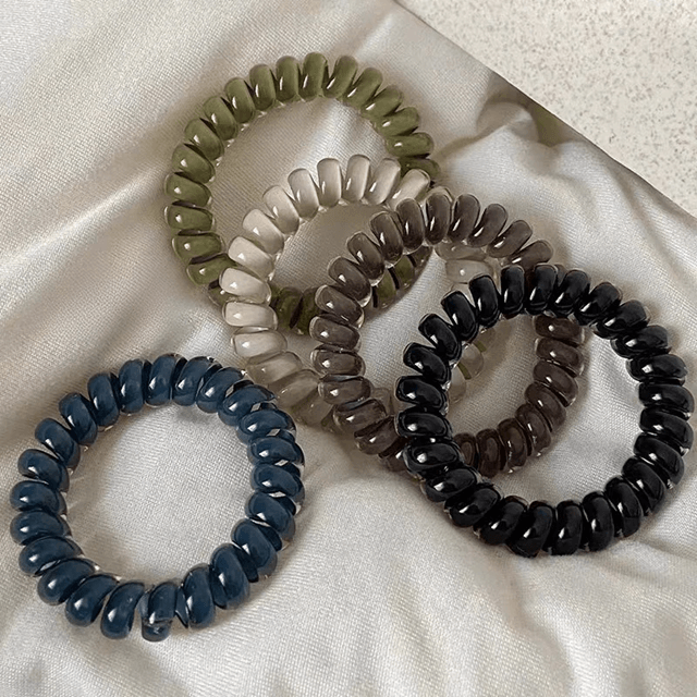 Striped Spiral Hair Ties Telephone Coil Elastic Hair Bands Set