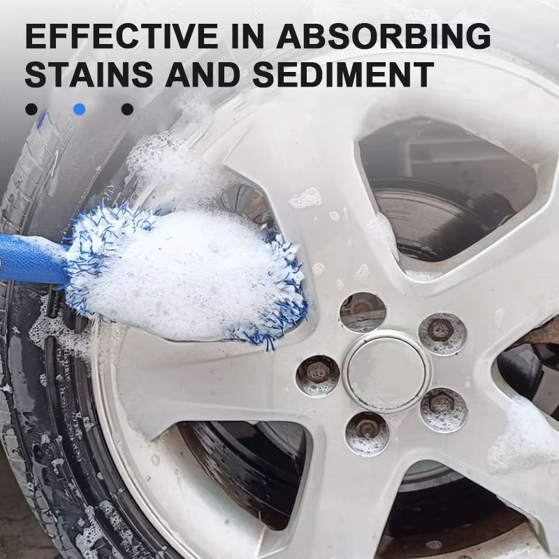SEAMETAL Car Wheel Tire Rim Cleaning Brush – Portable Plush Hub Detailing Brush for Dust and Dirt Removal