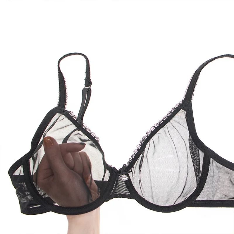 Varsbaby Sheer Mesh Underwire Bra Ultra Thin Unlined CDE Cup