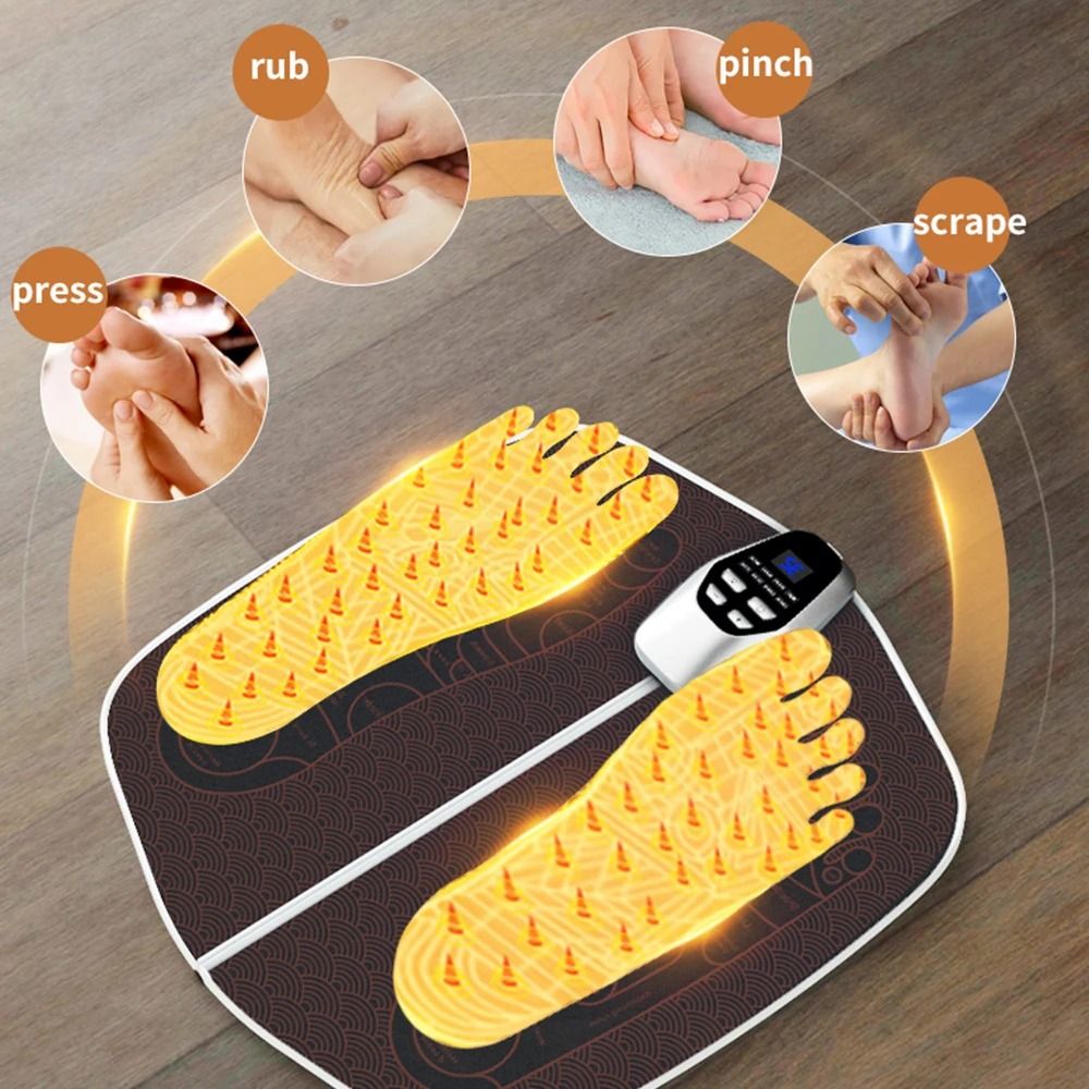 TENS Foot Muscle Electrostimulator Massager Pad with Remote Control and Relaxation Therapy Modes