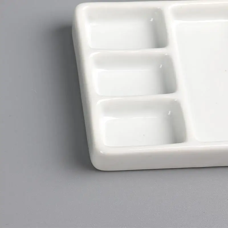 Portable Ceramic Square Palette Multi-grid Watercolor Oil Paint Tray Adult Beginner Jingdezhen Firing Art Supplies