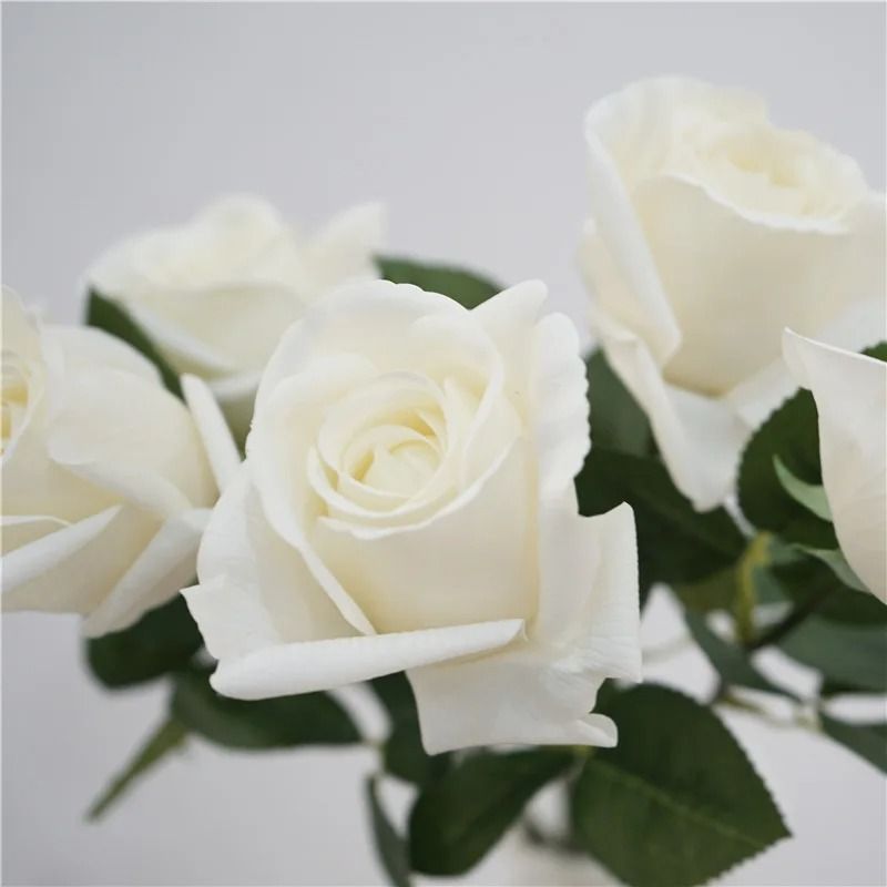 Artificial Latex Ellie Rose Branches Real Touch Fake White Roses
