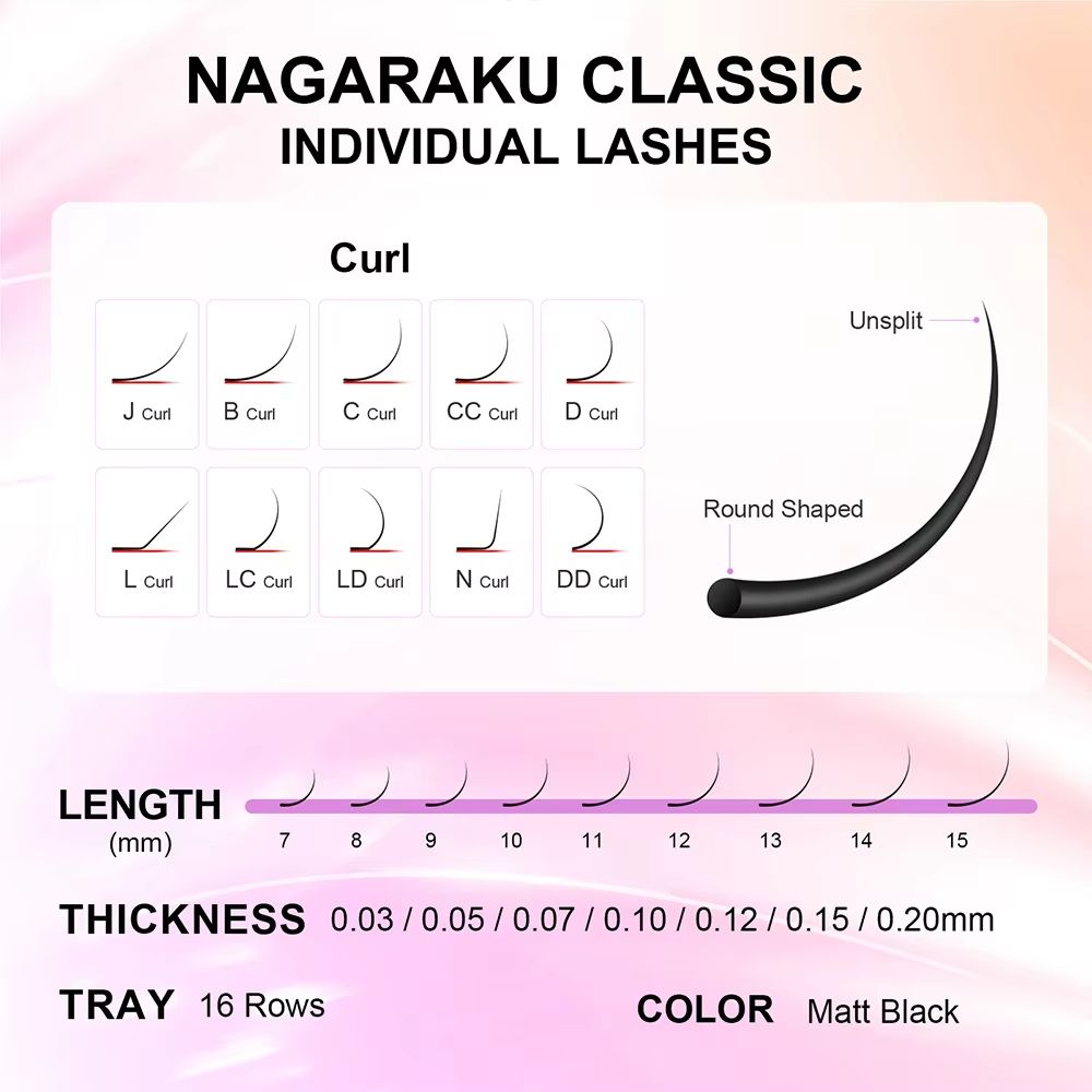 Classic Faux Mink Individual Eyelash Extensions 16-Row Mix 7-15 mm Tray