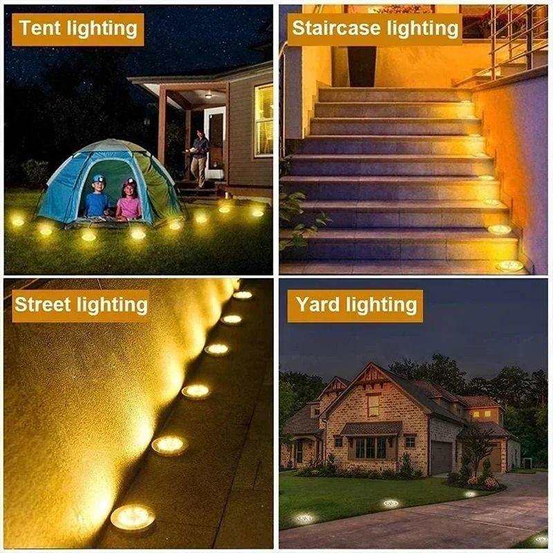 Solar LED Floor Lamp with 8 LED Lights for Outdoor Lawn and Garden Decor