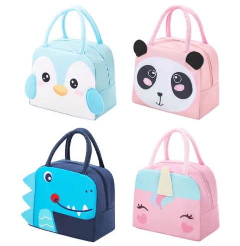 3D Cartoon Bento Lunch Bag Insulated Canvas Handbag with Ice Pack Space