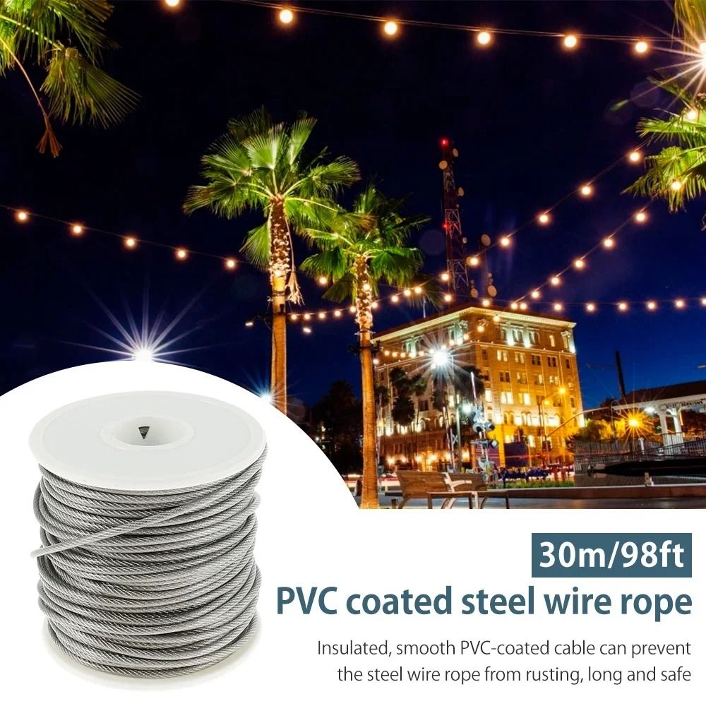 Stainless Steel Cable Rope Kit Heavy Duty PVC Coated Garden Wire Cable Roll