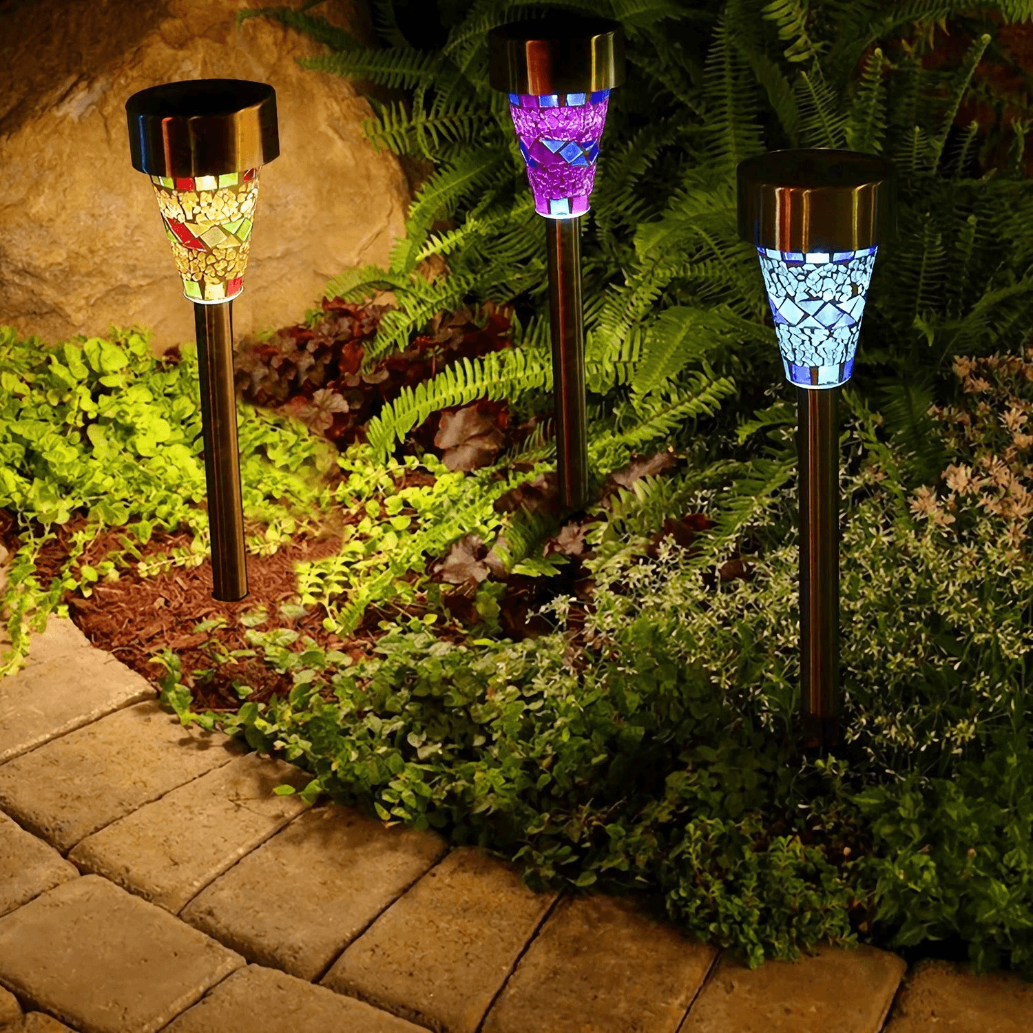 Solar LED Garden Lights, Outdoor Pathway Landscape, Yard Stake Light Decor for Outdoor Spaces