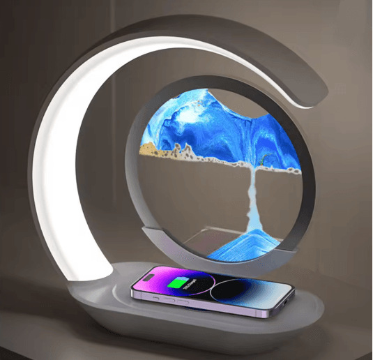 SandSilk Wireless Charging Hourglass Table Lamp – 3D Quicksand Art Desktop Light