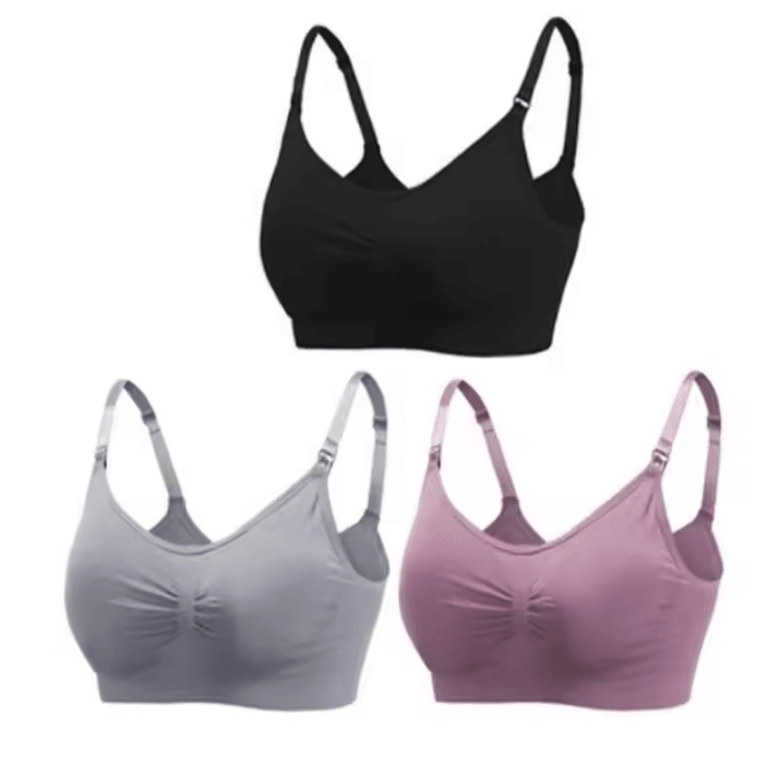 3pcs Maternity Nursing Bras Cotton Seamless Breathable Push Up Bra Set