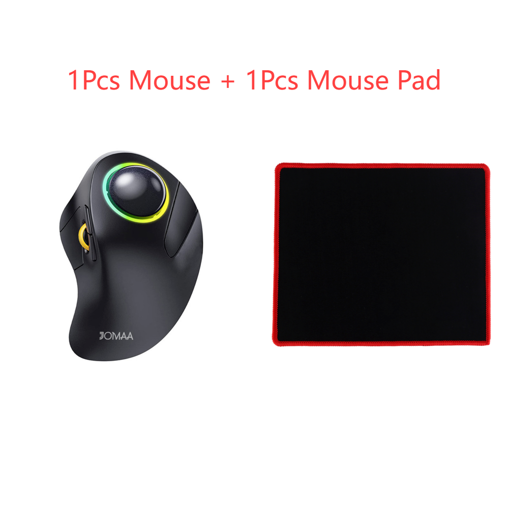 Ergonomic Rollerball Gaming Mouse, Rechargeable Wireless Trackball, & Bluetooth RGB Gear Adjustable