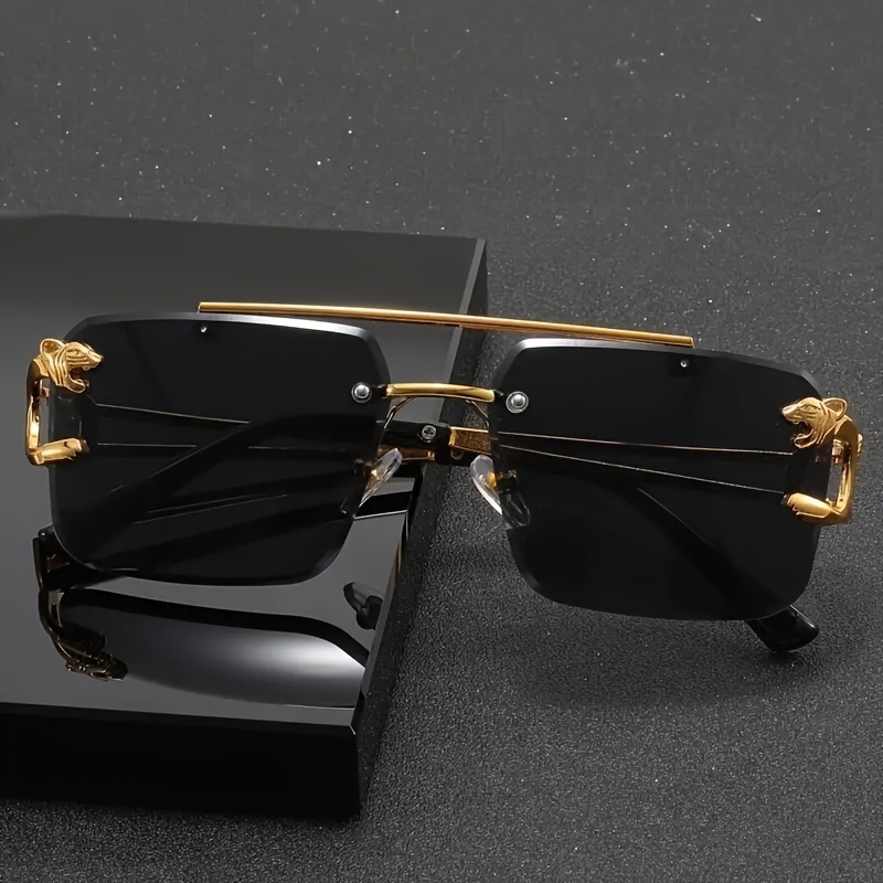 Golden Edge Frameless Sunglasses for Men and Women Anti Glare UV Protection Shades