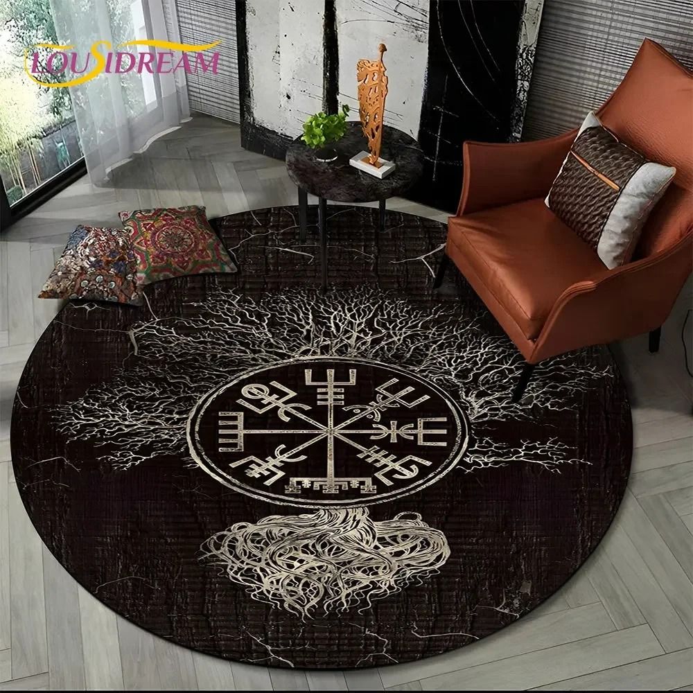 Viking Yggdrasil & Valknut Round Area Rug