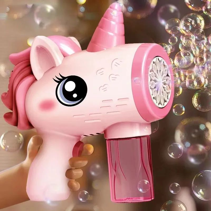 Magical Unicorn Electric Bubble Gun with Lights – Automatic Bubble Blower Toy for Kids