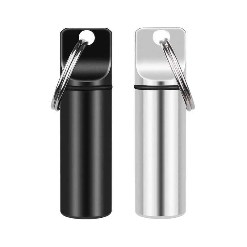 Waterproof Pill Holder Keychain Aluminum Pill Case - Sealed Mini Portable Pill Container
