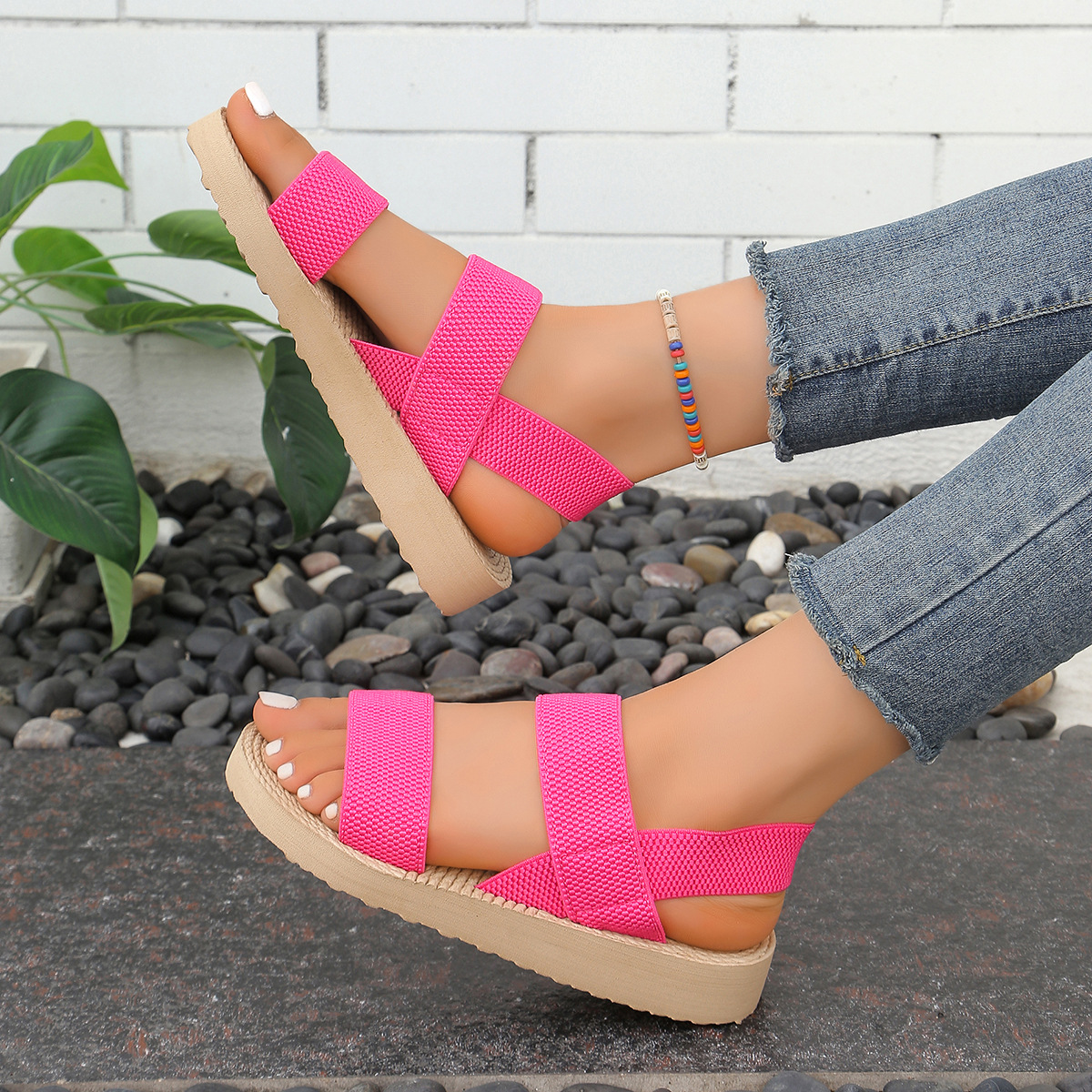 Womens Light Weight Summer Sandals Soft EVA Hot Pink Casual Home Street Shoes Girls Leisure Daily Walking Sandal