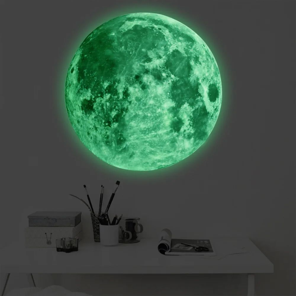 3D Glow in the Dark Moon Wall Sticker Luminous PVC Decal