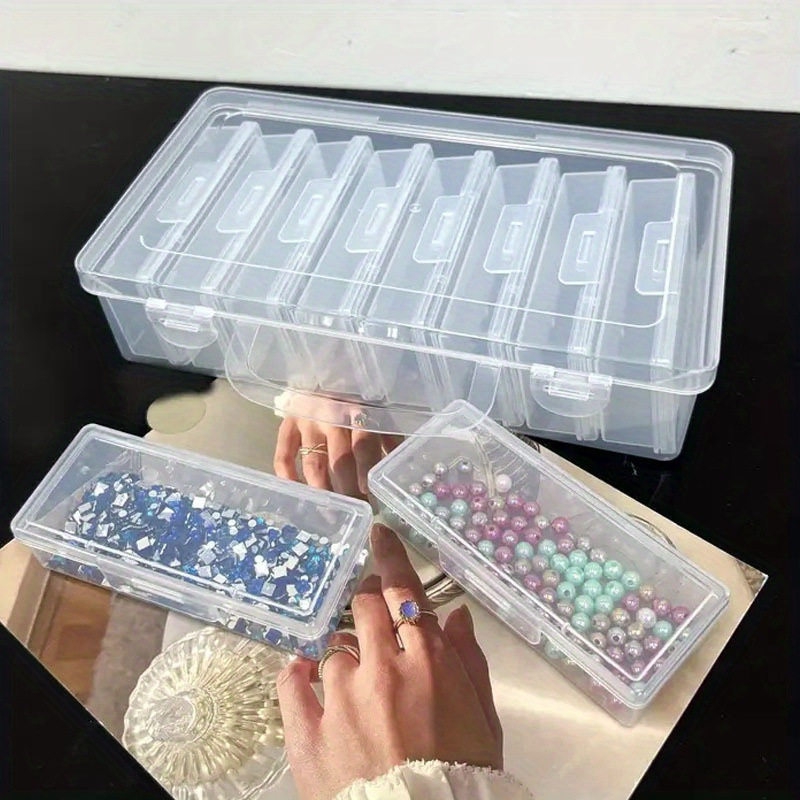 Clear Grid Jewelry Organizer Box Portable storage box for Beads Crafts and Accessories