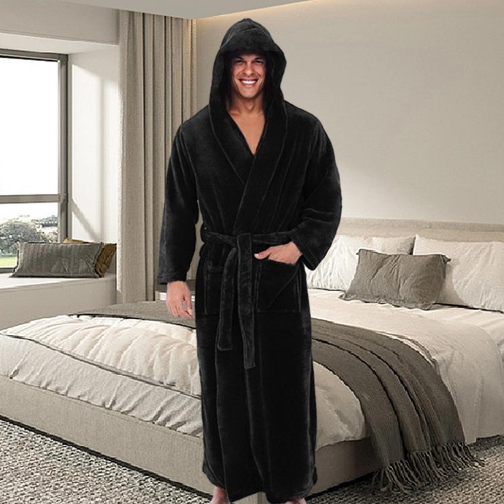 Men's Hooded Bathrobe for Warm After Shower Comfort and Everyday Home Lounging