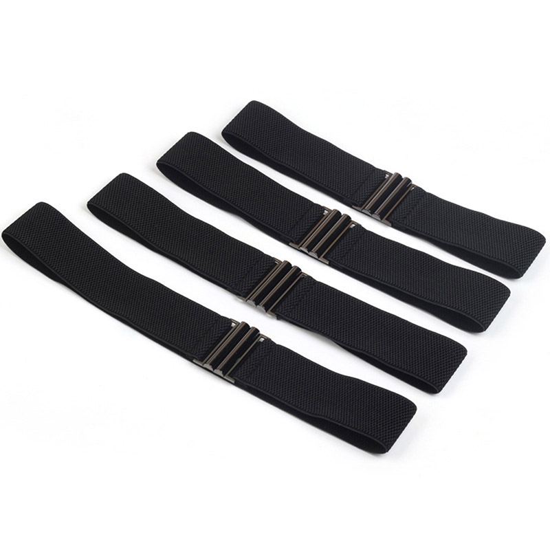 Women Elastic Band Wide Belt, Black Strap, Simple Down Coat Waist Belt, Female Buckle Dress Decoration Accessory
