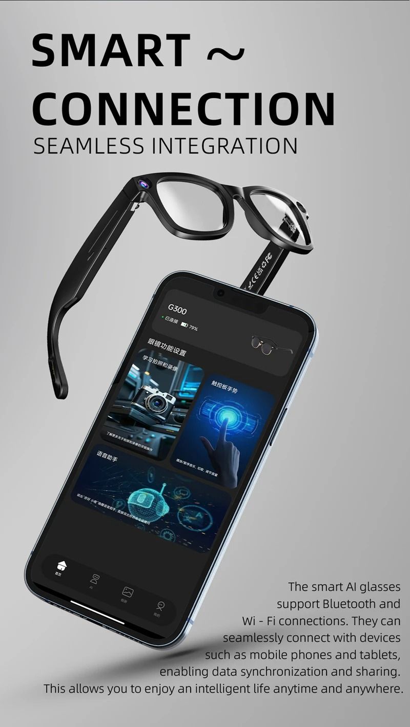 Smart AI Video Recording Glasses with Photochromic Lenses and Voice Translation for Hands Free HD Capture and Calls