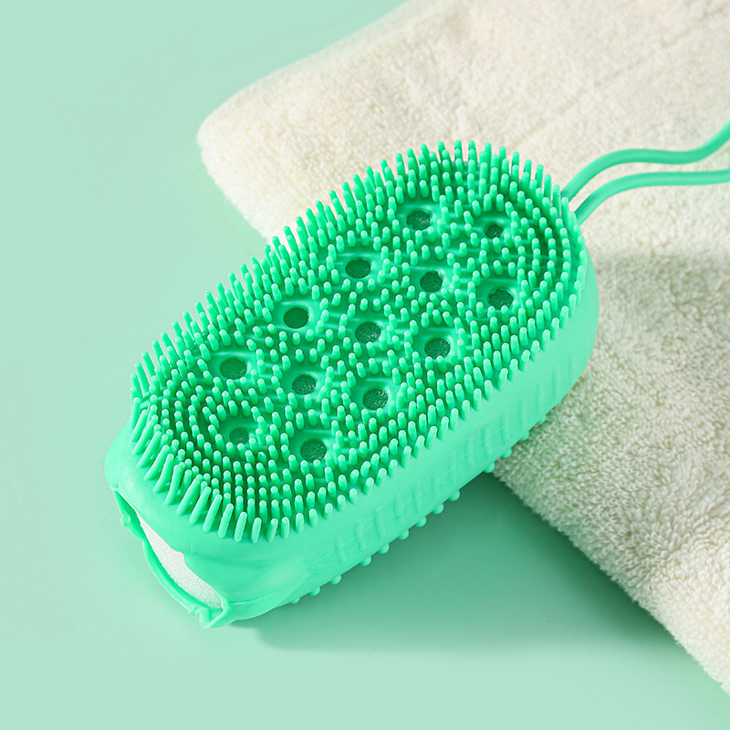 Double-sided Body Scrubber Handheld, Silicone Soft Bristles, Shower Bath Cleansing Skin Brush