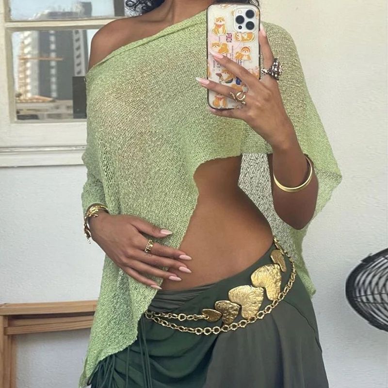 Boho Knitted Crop Top Beach Cover Up
