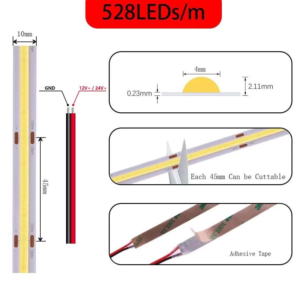 COB High-Density LED Strip Light – Flexible Linear Lighting Tape