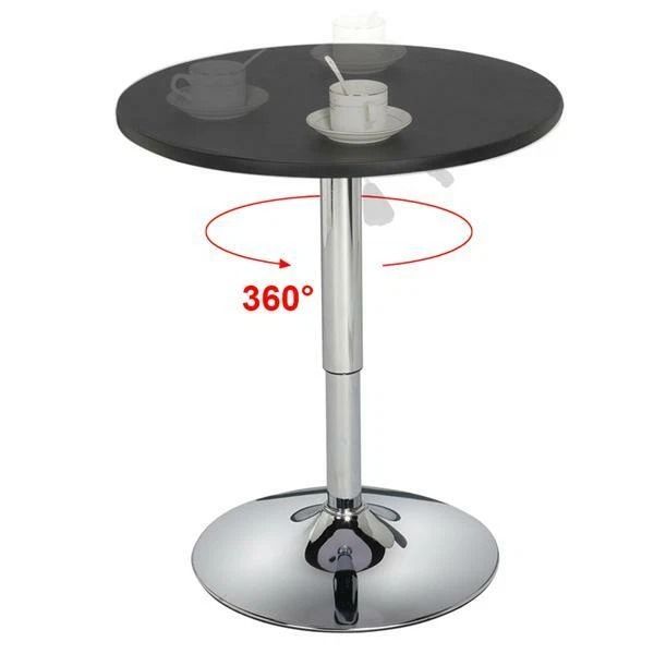 Adjustable Swivel Bar Table, Modern Round Black Counter Height Table for Kitchen & Dining