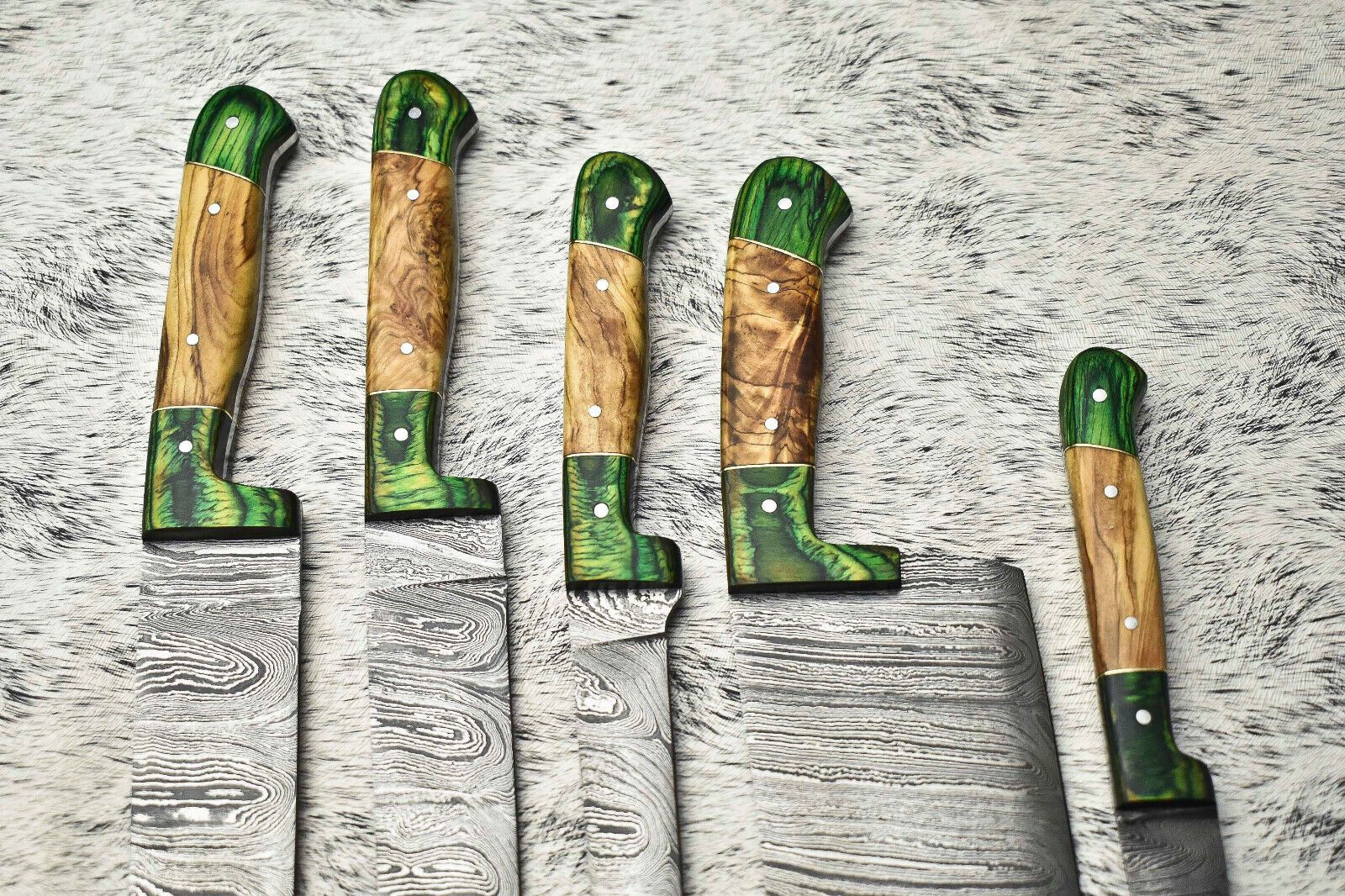 Custom Handmade Damascus Kitchen Knives | 5-Piece Professional Chef Set