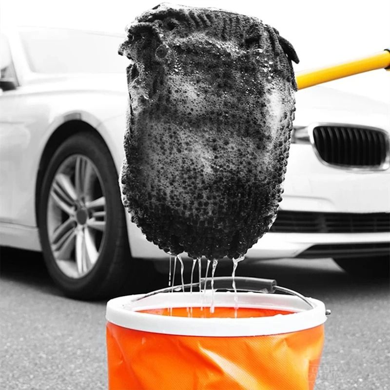 Telescoping Car Cleaning Brush With Long Handle And Chenille Mop Head