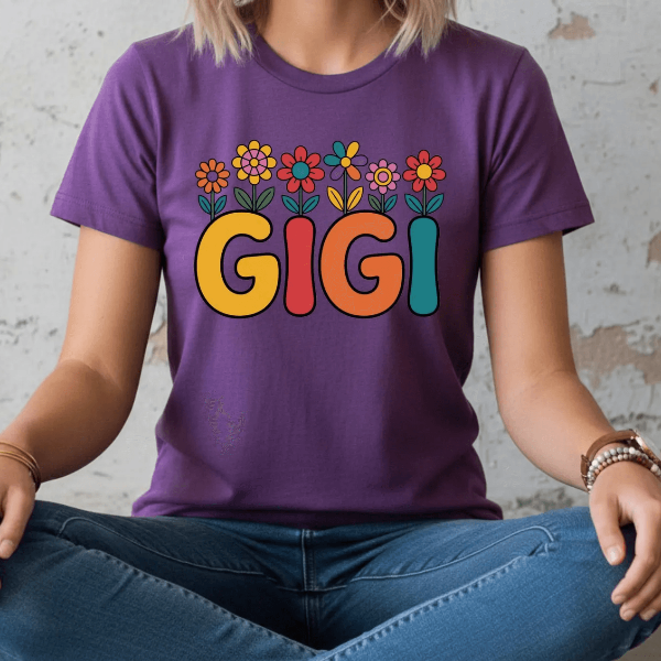 Retro Floral Gigi Shirt Vintage Flower Grandma Tee Gift for Gigi