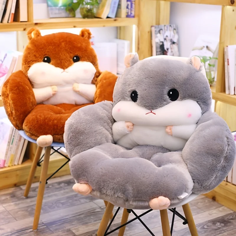 Comfortable Cute Hamster Themed Plush Cushion Half Surround Backrest Sofa Cushion Skin Friendly and Cozy