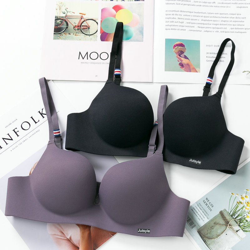 Sexy Ice Silk Wireless Bra For Women Seamless Bralette Push Up One Piece AB Cup Adjustable Straps Candy Color Lingerie