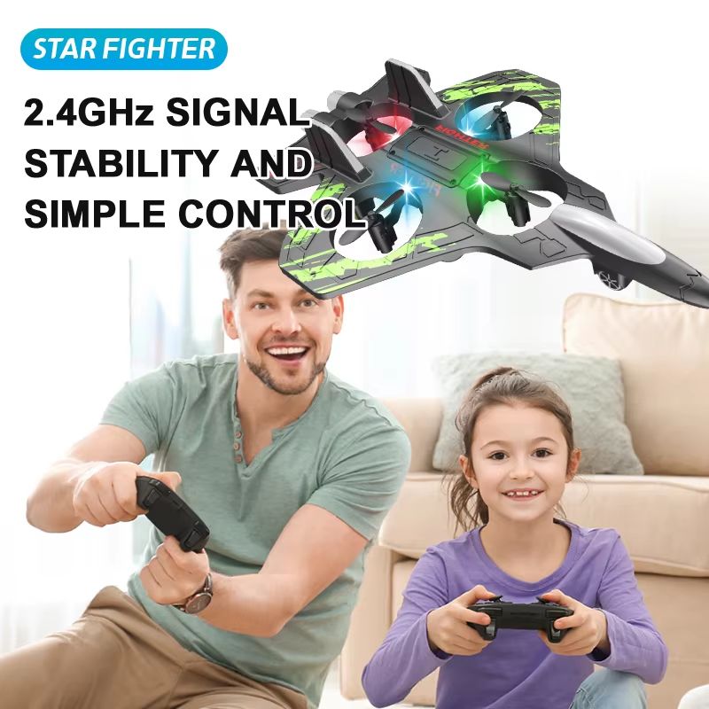 SkyRider RC Jet Plane – 2.4G Remote Control Foam Fighter with Lights & Stunt Action